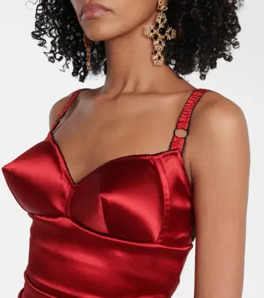 Dolce & Gabbana Ruched satin midi dress | Thumbnail 4 Dolce & Gabbana Ruched satin midi dress | Thumbnail 4