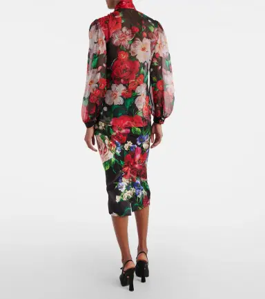Dolce & Gabbana Floral tie-neck silk organza blouse | Thumbnail 3 Dolce & Gabbana Floral tie-neck silk organza blouse | Thumbnail 3