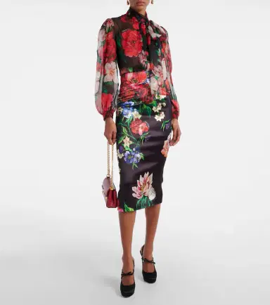 Dolce & Gabbana Floral tie-neck silk organza blouse | Thumbnail 5 Dolce & Gabbana Floral tie-neck silk organza blouse | Thumbnail 5