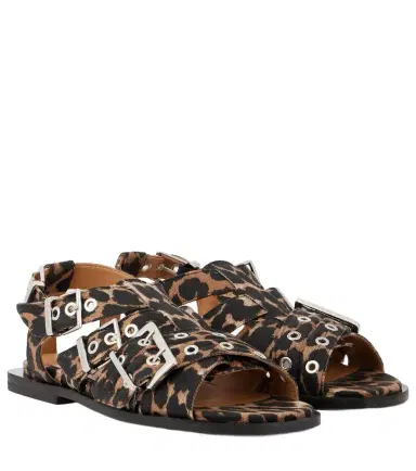 Ganni Leopard-print sandals | Thumbnail 1 Ganni Leopard-print sandals | Thumbnail 1