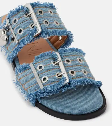 Ganni Fringed denim sandals | Thumbnail 2 Ganni Fringed denim sandals | Thumbnail 2