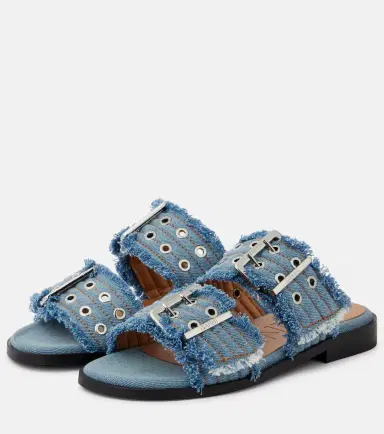 Ganni Fringed denim sandals | Thumbnail 3 Ganni Fringed denim sandals | Thumbnail 3