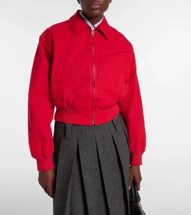 Prada Cropped cotton bomber jacket | Thumbnail 2 Prada Cropped cotton bomber jacket | Thumbnail 2