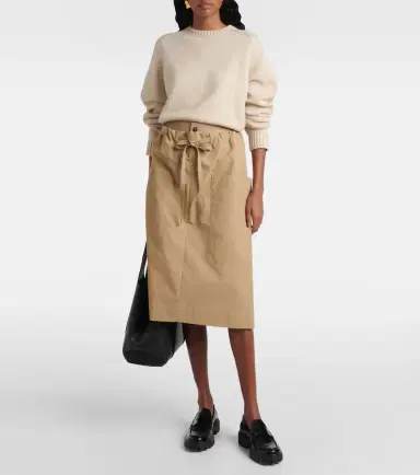 Tod's Tie-detail coated cotton midi skirt | Thumbnail 3 Tod's Tie-detail coated cotton midi skirt | Thumbnail 3
