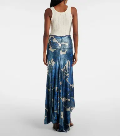 Etro Printed asymmetric lamé maxi skirt | Thumbnail 3 Etro Printed asymmetric lamé maxi skirt | Thumbnail 3