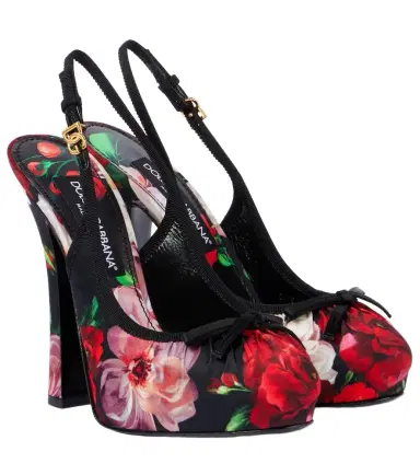 Dolce & Gabbana Vally 105 floral satin slingback pumps | Thumbnail 1 Dolce & Gabbana Vally 105 floral satin slingback pumps | Thumbnail 1