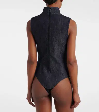 Mugler Cutout denim bodysuit | Thumbnail 3 Mugler Cutout denim bodysuit | Thumbnail 3
