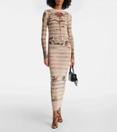 Jean Paul Gaultier Trompe l'oeil mesh maxi dress | Thumbnail 3 Jean Paul Gaultier Trompe l'oeil mesh maxi dress | Thumbnail 3