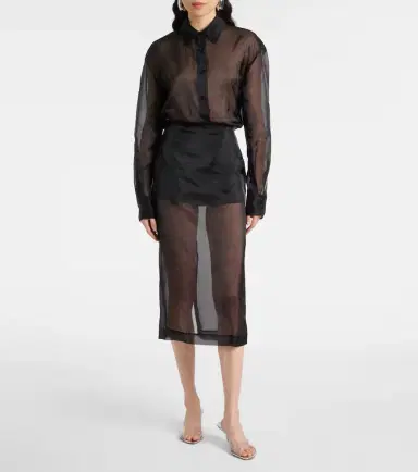 The Frankie Shop Peri sheer silk-blend shirt | Thumbnail 4 The Frankie Shop Peri sheer silk-blend shirt | Thumbnail 4