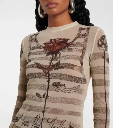 Jean Paul Gaultier Striped printed mesh top | Thumbnail 4 Jean Paul Gaultier Striped printed mesh top | Thumbnail 4