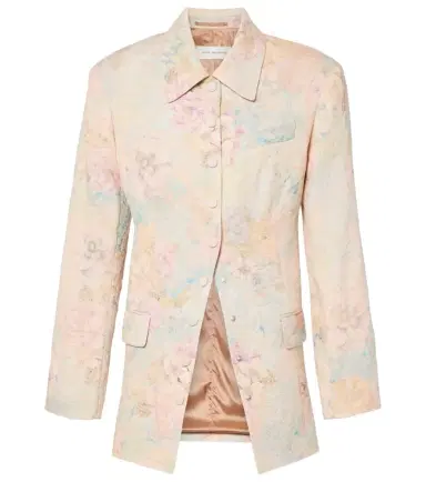 Dries Van Noten Floral linen-blend jacquard blazer | Thumbnail 1 Dries Van Noten Floral linen-blend jacquard blazer | Thumbnail 1