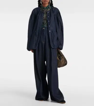 Dries Van Noten Gathered denim blouse | Thumbnail 2 Dries Van Noten Gathered denim blouse | Thumbnail 2