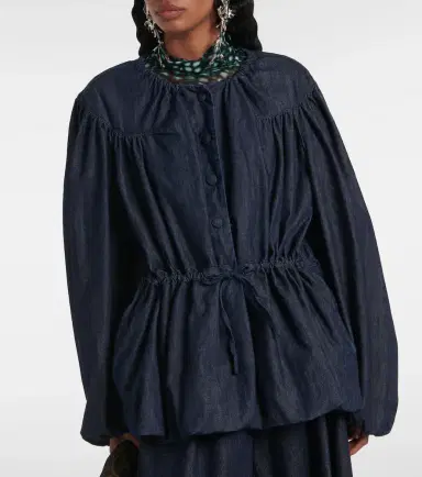 Dries Van Noten Gathered denim blouse | Thumbnail 3 Dries Van Noten Gathered denim blouse | Thumbnail 3