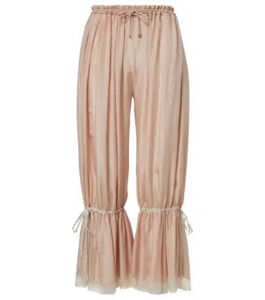 Chloé Chloé Lace-trimmed silk pongé cropped pants | Thumbnail 1 Chloé Chloé Lace-trimmed silk pongé cropped pants | Thumbnail 1