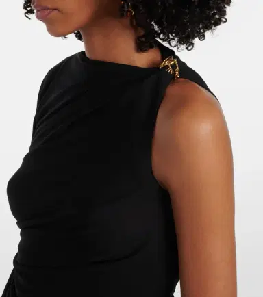 Bottega Veneta Embellished draped jersey midi dress | Thumbnail 2 Bottega Veneta Embellished draped jersey midi dress | Thumbnail 2