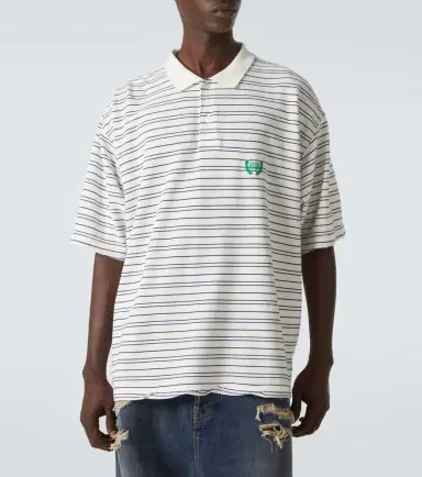 Balenciaga BB Laurel striped cotton piqué polo shirt | Thumbnail 3 Balenciaga BB Laurel striped cotton piqué polo shirt | Thumbnail 3
