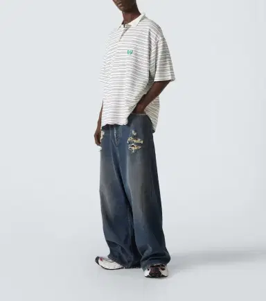 Balenciaga BB Laurel striped cotton piqué polo shirt | Thumbnail 4 Balenciaga BB Laurel striped cotton piqué polo shirt | Thumbnail 4