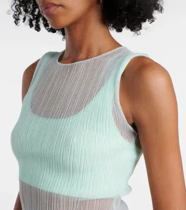 Simkhai Oakley Plisse semi-sheer tank top | Thumbnail 2 Simkhai Oakley Plisse semi-sheer tank top | Thumbnail 2