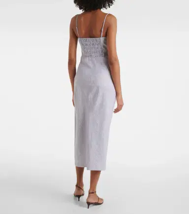 Vince Cotton and linen midi dress | Thumbnail 3 Vince Cotton and linen midi dress | Thumbnail 3
