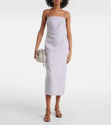 Vince Cotton and linen midi dress | Thumbnail 5 Vince Cotton and linen midi dress | Thumbnail 5