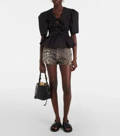 Ganni Leopard-print denim shorts | Thumbnail 2 Ganni Leopard-print denim shorts | Thumbnail 2