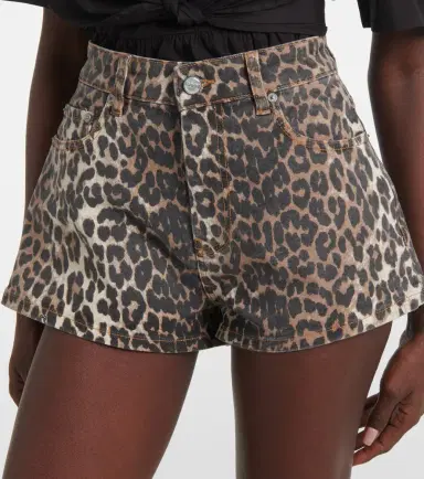 Ganni Leopard-print denim shorts | Thumbnail 3 Ganni Leopard-print denim shorts | Thumbnail 3