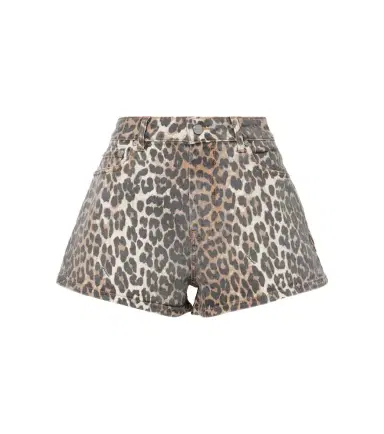 Ganni Leopard-print denim shorts | Thumbnail 1 Ganni Leopard-print denim shorts | Thumbnail 1