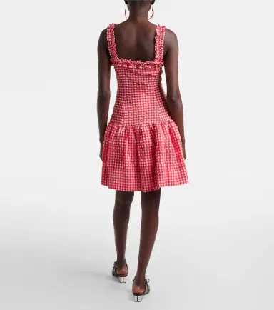 Ganni Seersucker ruffled minidress | Thumbnail 3 Ganni Seersucker ruffled minidress | Thumbnail 3