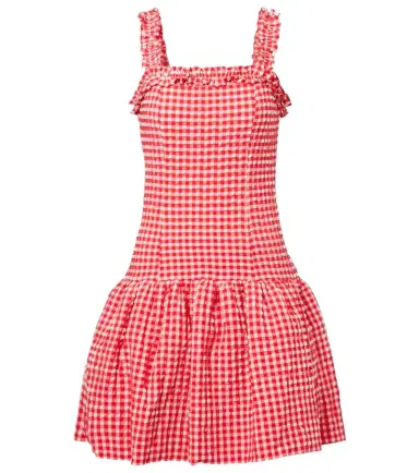 Ganni Seersucker ruffled minidress | Thumbnail 1 Ganni Seersucker ruffled minidress | Thumbnail 1