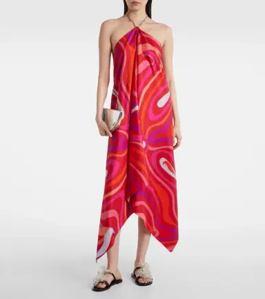 Pucci Marmo embellished halterneck silk midi dress | Thumbnail 3 Pucci Marmo embellished halterneck silk midi dress | Thumbnail 3