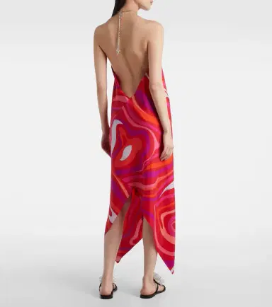 Pucci Marmo embellished halterneck silk midi dress | Thumbnail 4 Pucci Marmo embellished halterneck silk midi dress | Thumbnail 4