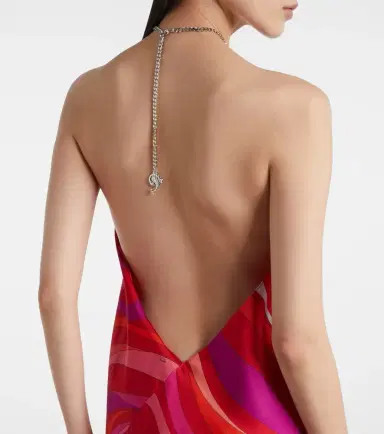 Pucci Marmo embellished halterneck silk midi dress | Thumbnail 6 Pucci Marmo embellished halterneck silk midi dress | Thumbnail 6