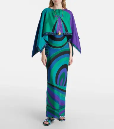 Pucci Iride silk twill maxi dress and cape set | Thumbnail 2 Pucci Iride silk twill maxi dress and cape set | Thumbnail 2