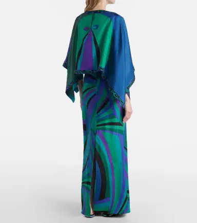 Pucci Iride silk twill maxi dress and cape set | Thumbnail 4 Pucci Iride silk twill maxi dress and cape set | Thumbnail 4