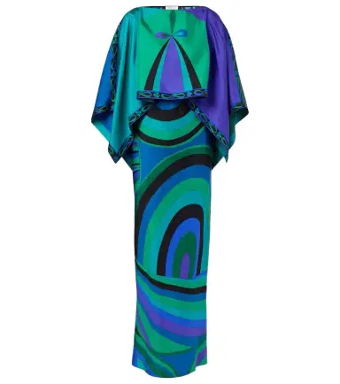 Pucci Iride silk twill maxi dress and cape set | Thumbnail 1 Pucci Iride silk twill maxi dress and cape set | Thumbnail 1