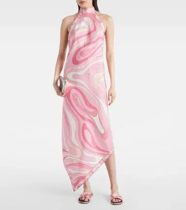 Pucci Marmo asymmetric silk maxi dress | Thumbnail 4 Pucci Marmo asymmetric silk maxi dress | Thumbnail 4