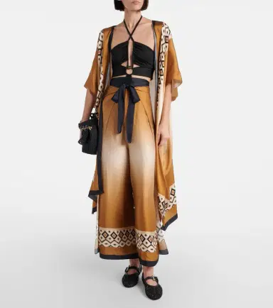 Max Mara Printed satin cropped wide-leg pants | Thumbnail 4 Max Mara Printed satin cropped wide-leg pants | Thumbnail 4