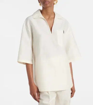 Max Mara Osiride linen and silk-blend polo shirt | Thumbnail 2 Max Mara Osiride linen and silk-blend polo shirt | Thumbnail 2