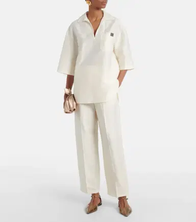 Max Mara Osiride linen and silk-blend polo shirt | Thumbnail 3 Max Mara Osiride linen and silk-blend polo shirt | Thumbnail 3