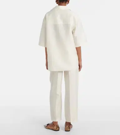 Max Mara Osiride linen and silk-blend polo shirt | Thumbnail 4 Max Mara Osiride linen and silk-blend polo shirt | Thumbnail 4