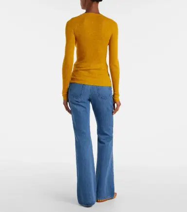 Gabriela Hearst Anges Knit Henley in Antelope Orange Cashmere Silk with Hemp | Thumbnail 4 Gabriela Hearst Anges Knit Henley in Antelope Orange Cashmere Silk with Hemp | Thumbnail 4