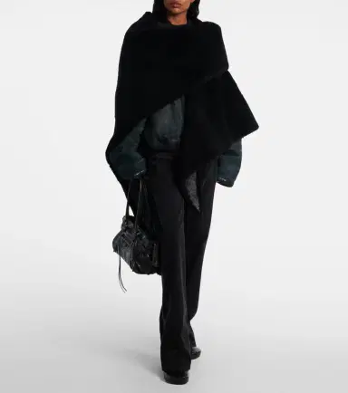 Balenciaga Shearling-trimmed leather scarf | Thumbnail 2 Balenciaga Shearling-trimmed leather scarf | Thumbnail 2