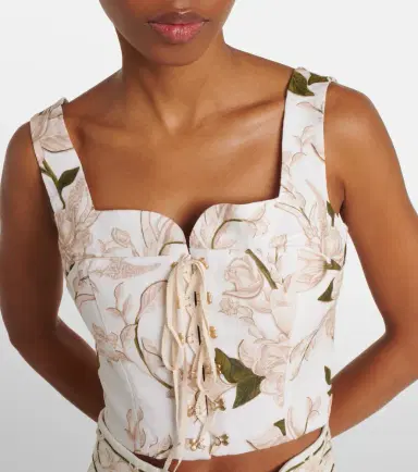 Agua by Agua Bendita Reserva Gardenia floral linen crop top | Thumbnail 3 Agua by Agua Bendita Reserva Gardenia floral linen crop top | Thumbnail 3