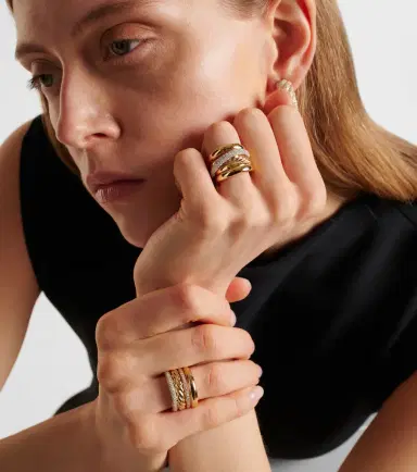 David Yurman DY Crossover 18kt gold ring with diamonds | Thumbnail 2 David Yurman DY Crossover 18kt gold ring with diamonds | Thumbnail 2