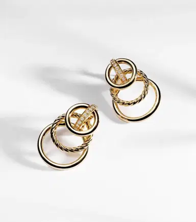 David Yurman DY Mercer Triple 18kt gold earrings with diamonds | Thumbnail 5 David Yurman DY Mercer Triple 18kt gold earrings with diamonds | Thumbnail 5