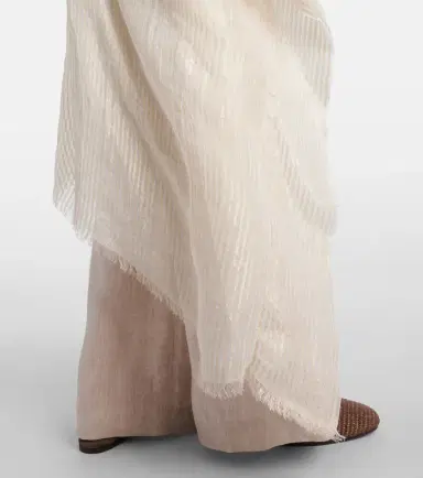 Brunello Cucinelli Fringed linen-blend cape | Thumbnail 4 Brunello Cucinelli Fringed linen-blend cape | Thumbnail 4