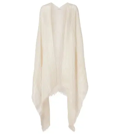 Brunello Cucinelli Fringed linen-blend cape | Thumbnail 1 Brunello Cucinelli Fringed linen-blend cape | Thumbnail 1
