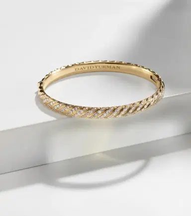 David Yurman Sculpted Cable 18kt gold bangle with diamonds | Thumbnail 4 David Yurman Sculpted Cable 18kt gold bangle with diamonds | Thumbnail 4