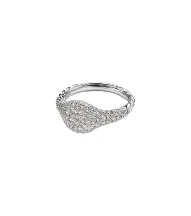 David Yurman Pavé Petite 18kt white gold pinky ring with diamonds | Thumbnail 1 David Yurman Pavé Petite 18kt white gold pinky ring with diamonds | Thumbnail 1