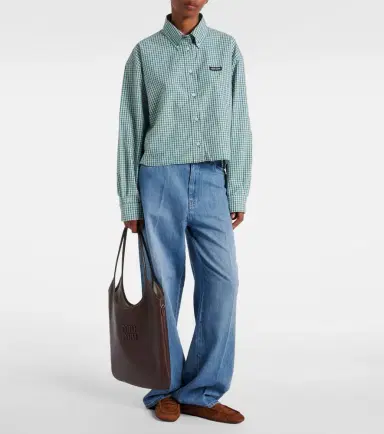 Miu Miu Checked cropped cotton shirt | Thumbnail 2 Miu Miu Checked cropped cotton shirt | Thumbnail 2